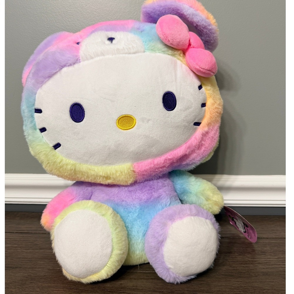 Sanrio Hello Kitty Rainbow Sherbet Teddy Bear Plush Stuffed Animal Toy